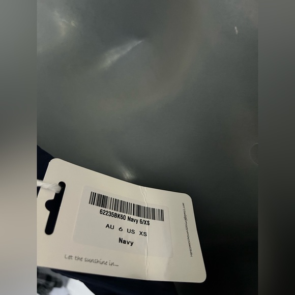 Here Comes the Sun Navy Satin Babydoll Empire Waist Poof Sleeve Mini Dress XS - Picture 11 of 14